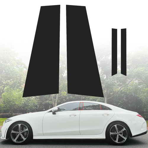 FZJDSD 4PCS Car Door Pillar Posts Trim Black Glossy Compatible with Mercedes CLS-Class 2012-2016 Window Molding Strong Toughness PC Material