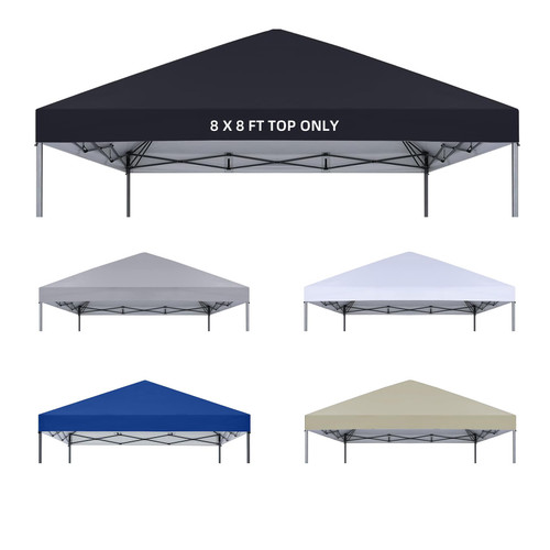 8x8 Canopy Replacement Top Only,Waterproof Pop Up Canopy Tent Top Replacement Cover Roof with Windproof Ropes for Straight Leg Frame, 420D Polyester for Outdoor Garden Pavilion Sun Shade(Black)
