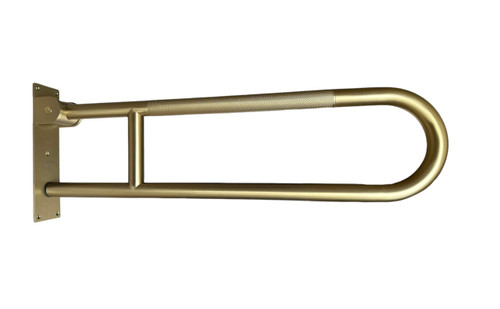 ANHEL 30” Stainless Steel Bathroom and Toilet Grab Bar - Foldable, Flip-Up, U-Shaped, Anti-Slip with Textured Grip, Screw-in for Elderly, Disabled, Handicapped Support, Brushed Gold