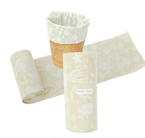 Happy Haven Trash Bags for 2,3,4 Gallon Trash Can, Small Garbage Bags - Bedroom & Bathroom, Decorative Cute Wastebasket Liner - 50 Count (Sand Seascape)