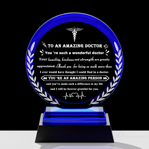 Doctor Appreciation Gifts for Women Men - Crystal Plaque Keepsakes with Light Base - Best Thank You Doctors Gift for Doctors' Day Birthday Christmas Thanksgiving Grateful Dr. Decor For Female Friend