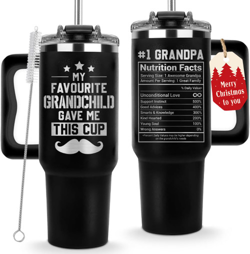 Vivulla68 My Favorite GrandChild Gave Me This Cup Tumbler 40Oz - Grandpa Birthday Gifts from Grandkids, Granddaughter, Grandson - Grandfather Mug, Present for Granddad, Father Day, Christmas Gift