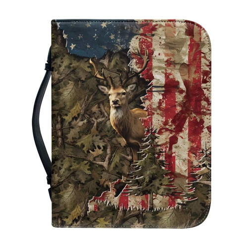 Mumeson 3D Deer Bible Protect Cover for Men and Women Bible Protective with Pen Storage Bible Highlighter Holder Bible Tote Bag Ideal Bible Protector Church Prayer Studying Bag