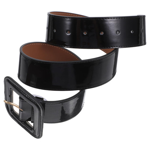 WRITWAA Wide Patent Leather Belt for Women Adjustable European Style Waist Cinch with Durable Pu Surface and Square Buckle for Dresses and Casual Outfits