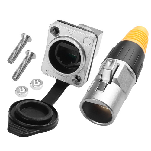 YACSEJAO Shielded RJ45 Interface Waterproof Socket D-Type Module Panel Mounting Shielded RJ45 Female to Female LAN Network Bulkhead Pass Through Socket (Straight)