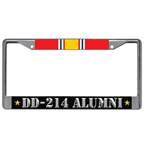VetFriends.com US Veteran License Plate Frame with DD-214 Alumni and National Service Ribbon (Chrome) VetFriends.com US Veteran License Plate Frame with DD-214 Alumni and National Service Ribbon (Chrome)