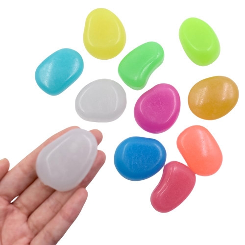 QTTLLI 20Pcs Large Glow Pebbles Glow in The Dark Decorative Stones Rocks for Garden Path Walkway Yard Fish Tank, 1.7",Mixed Color