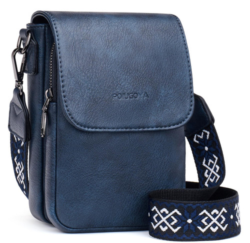 POIUGOYA Small Crossbody Bags for Women Trendy,Leather Triple Compartment Cell Phone Crossbody Wallet Purses with Card Slots