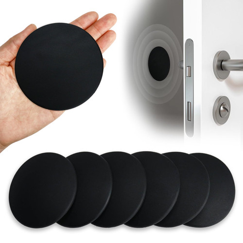 FAMLEAF 3.15" Large Wall Door Handle Stopper, 8PCS Black Self Adhesive Wall Protector Rubber Door Bumpers, Solution for Stopping Damage from Doors Knobs, Shock Absorbent and Noise Reduction