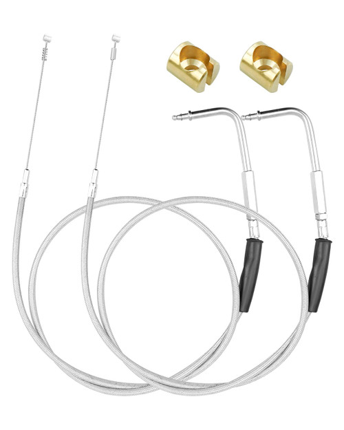 OCHIKI 42" Stainless Steel Throttle Idle Cable Set Fit for Harley Davidson FXST FLST XL 1996+ FXD FLT 1999-2017 Replace 56579-02A