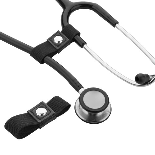 Beautyflier Adjustable Stethoscope Clip for All Models: Littmann, ADC, MDF, Adscope, Stethoscope Securing Safety Clip Perfect for Physicians, Nurses, EMT (Black, Elastic, 2pcs)