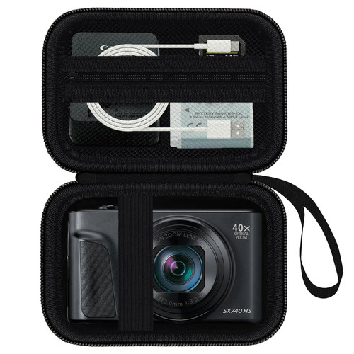 HESPLUS Camera Case for Canon PowerShot SX740/ SX730/ SX720/ SX620/ G7 X Mark II III Digital Camera, Camera Protective Box Hard Travel Storage Bag, Mesh Pocket fits Cable, Batteries, SD Card, Black