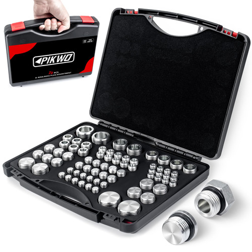 PIKWO 72 Pcs ORB Plug Kit Hose Tube and Pipe O-RING BOSS Fitting Set Hydraulic Plug Kit Galvanized 45# Steel with Precision Threading Dash Sizes -04-06 -08-10 -12-16