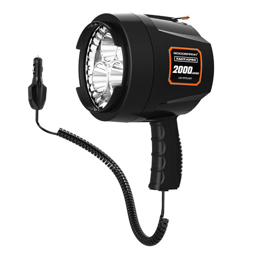 GOODSMANN Spotlight 12 Volt Spotlight Led up to 2000 Lumen Boat Handheld Spotlight Corded 12V DC Spot Light Marine Handheld Spotlight Led 12V DC Plug for Boat Hiking