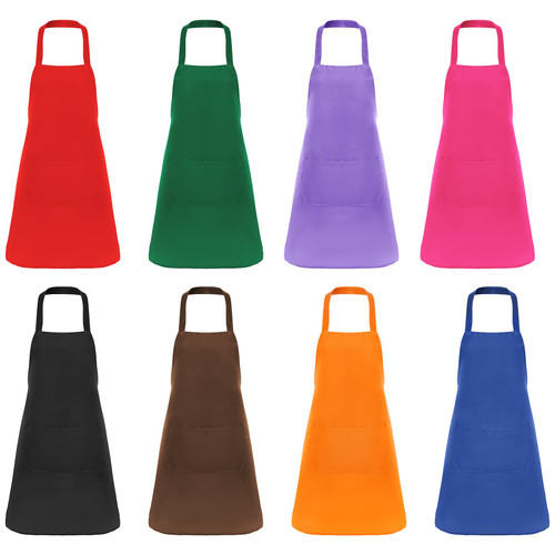 Fengek 8 Pcs Bib Apron for Unisex Colorful Kitchen Apron Bulk with 2 Roomy Pockets for Kitchen BBQ Painting Baking, Multicolor 1