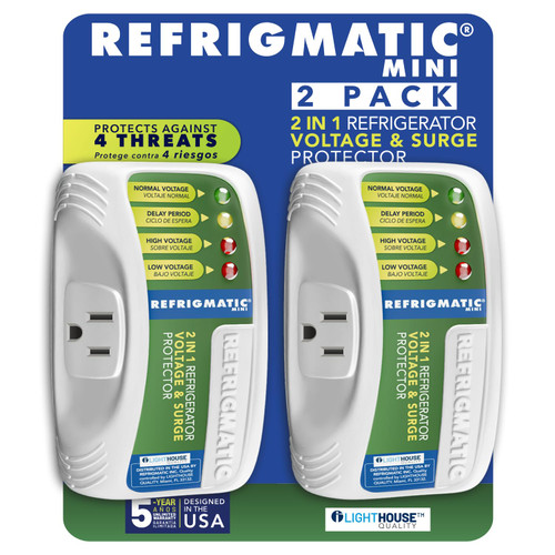 Refrigmatic WS-36300 Electronic Voltage & Surge Protector for Refrigerators Up to 27 cu. ft. Protect Your Refrigerator Against High and Low Voltage, Brownouts and Spikes, (2 Pack)