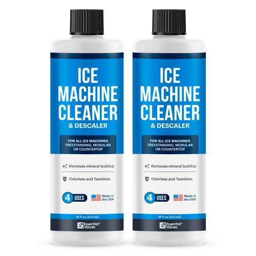 Essential Values 2-Pack Ice Machine Cleaner and Descaler 16 fl oz, Nickel Safe Descaler - Ice Maker Cleaner Compatible with All Major Brands (Scotsman, KitchenAid) - Manufactured in USA