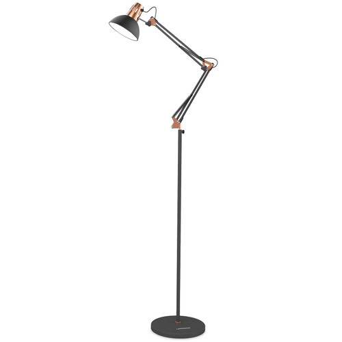 LEPOWER Metal Floor Lamp, Adjustable Swing Arm Floor Lamps with Heavy Duty Base, Architect Reading/Standing Lamp for Living Room with On/Off Switch, Office, BedroomStudy Room, Drawing Sand Black
