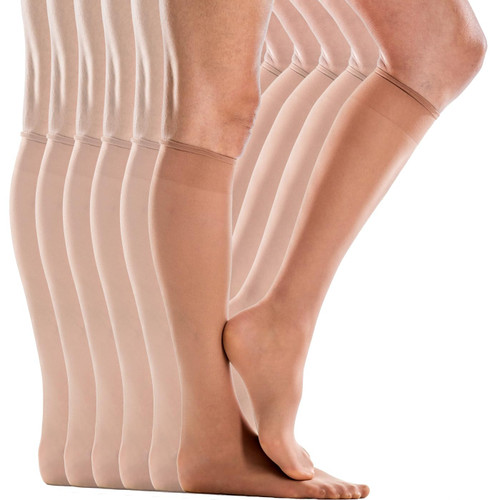 Silkies Ultra Knee Hi's with Energizing Support (6 Pair Pack) - One Size/Regular - Nude