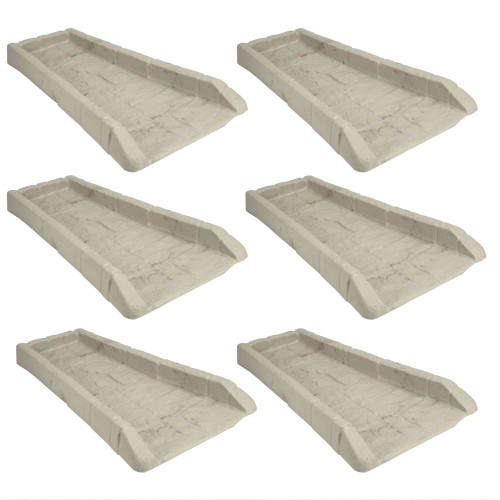 Suncast Durable Decorative Rain Gutter Downspout Erosion Prevention, Water Guard Diverter Catch Basin Tray Splash Block, Light Taupe (6 Pack)