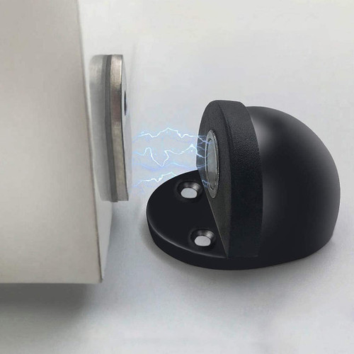 HUTLON Door Stops 2 Pack, Magnetic Door Stopper, Self Adhesive, Black Floor Mount Door Stop Magnetic Door Catch Door Holder