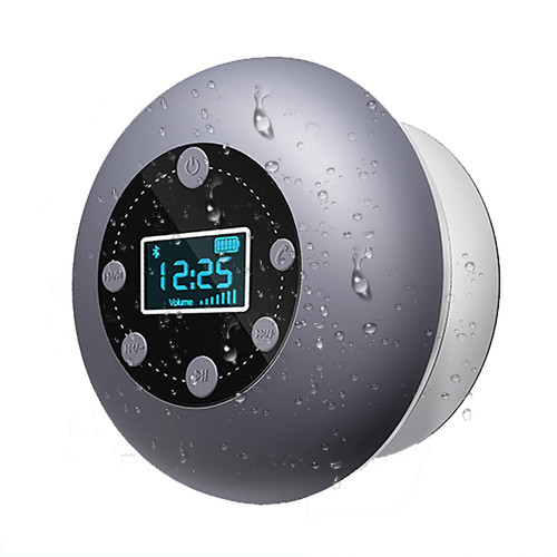 Shower Radio Bluetooth Speaker 5.0, CIYOYO Waterproof Wireless Bathroom Dab Music with Suction Cup FM Microphone 10 Hours LCD Clock Display SD Card Playing Free Call for iPhone