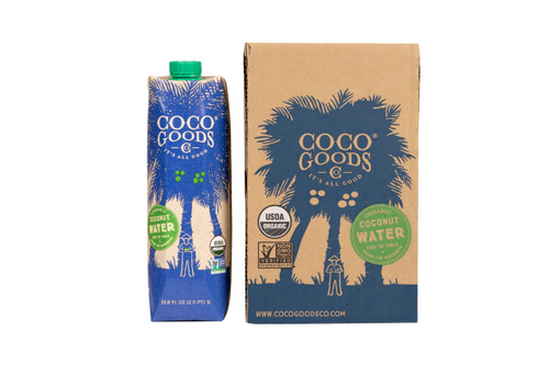 CocoGoodsCo Vietnam Single-Origin 100% Organic Coconut Water, Non-GMO, Never from Concentrate (33.8 fl. oz/1 liter, 6 pack)