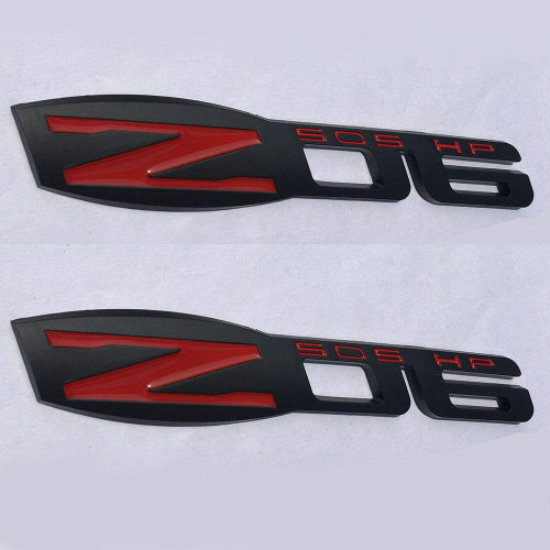 2x Z06 505 HP Emblem badge 3D Nameplate Fender Replacement for Camaro Corvette C6 ((Gloss Black))