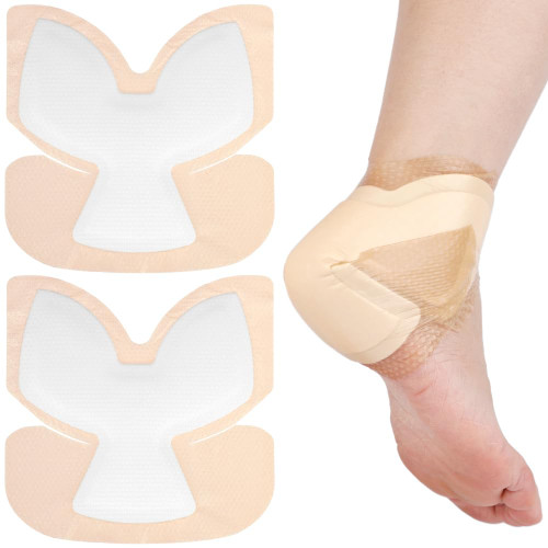 Silicone Heel Bordered Foam Dressing Waterproof Absorbent Wounds Bandages Pressure Sore Adhesive Border Protector for Cracked Heels/Ankle/Elbow Bedsore Ulcer 8"x8" Pack of 2