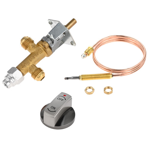 Aupoko Low Pressure LPG Propane Gas Flame Failure Safety Control Valve Kit Comes with M8*1 Thread Thermocouple and A Zinc Alloy Knob, Fits for Gas Grill, Heater, Fire Pit (50,000 BTU, 1/2 PSI)