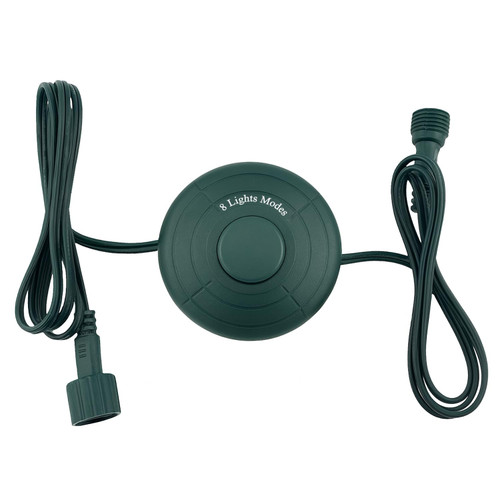 Power Cord 6Ft with 8 Lights Modes Foot Switch for Christmas Tree Lights Raintight 5/8inch Plug Compatible Replacement for LED String Light Holiday Lighting Christmas X-Mas Tree