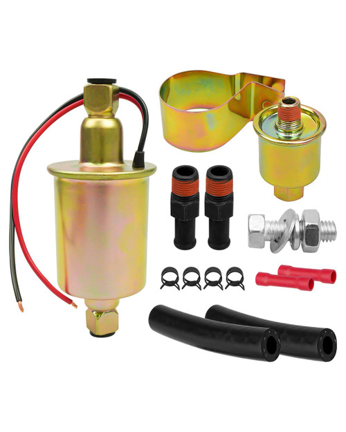 AUGREX Universal 6 Volt Electric Fuel Pump with Installation Kit, Inline Type 5-8 PSI 5/16 Inlet & Outlet Fit for Carbureted Models E8011 SP1124