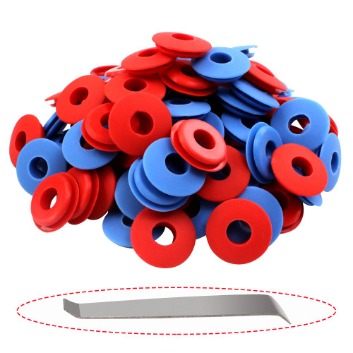 Vitonsbay 100pcs Gladhand Seals,Gladhand Silicone Grommets Gaskets with Seal Tool for Semi Trucks Trailers 50PCS Red & 50PCS Blue