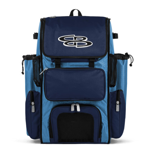 Boombah Superpack Bat Pack - Backpack Version (no wheels) - Holds up to 4 Bats - BPSPC23 Columbia/Navy - For Baseball or Softball