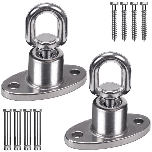SELEWARE Silent Ball Bearing Swing Hangers, Heavy Duty 360° Rotate Swing Swivel Hook for Wooden Playground Yoga Hammock Chair Rope Punching Bag Porch Tire Web Swing Sets, 1200 Capacity, 2 Pack