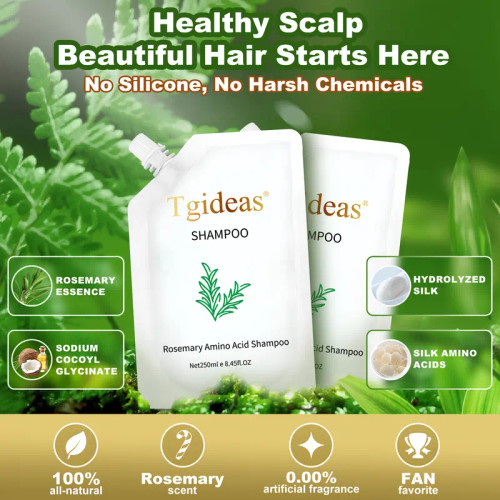 Tgideas Anti-Hair Fall Hair Loss Treatment Shampoo Oil Control Anti Dandruff Haircare Rosemary Zinc PCA Help Hair Growth Amino Acid Hydrolyzed Protein Repair Reduce Hair Loss Scalp Cleanser Conditioner 250ML Gentle Smoother