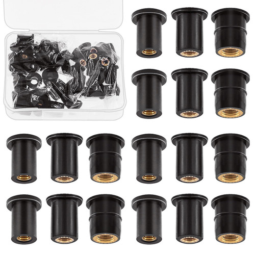 Tanstic 37Pcs M4 M5 M6 Rubber Well Nuts Kit, Neoprene Expansion Brass Nuts Insert Fairing Universal Motorcycle Fasteners Ideal for Canoe, Boat, Kayak
