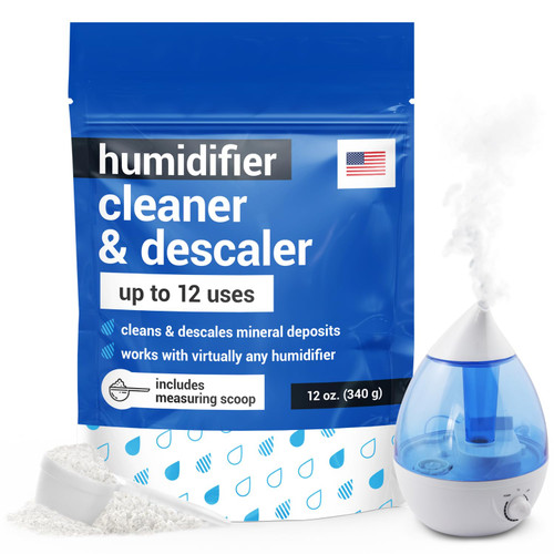 IMPRESA Humidifier Cleaner & Descaler Powder - 12 Oz, 12 Uses - Citric Acid Powder & Bacteriostatic Water Mineral Remover - Cleaning Solution for Humidifiers