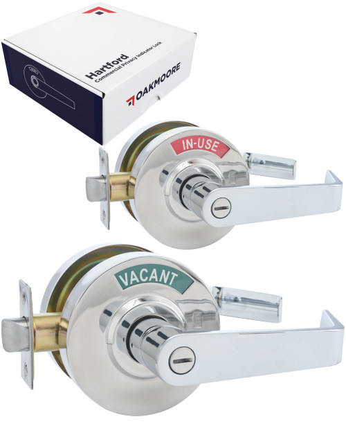 Commercial Door Handle Bathroom Door Lock in Chrome | Vacant Occupied Bathroom Lock | Commercial Door Lock for Public Bathroom & Restrooms in Industrial Buildings