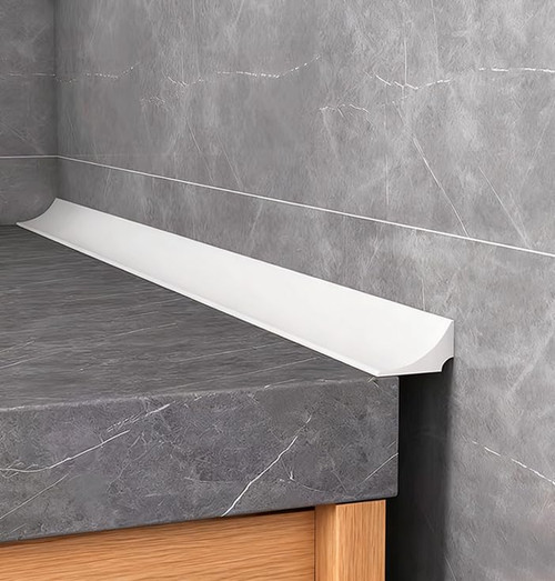 Water Barrier for Sink,Shower Threshold Water Dam Barrier,Waterproof Barrier Bathroom,Collapsible Silicone Strip Trim Splash Guard (White-1M)