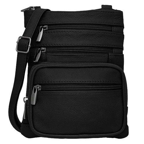 Krediz Leather Crossbody purses for Women - travel bag with 4 Zippers, Soft & Durable Purses for Women Trendy