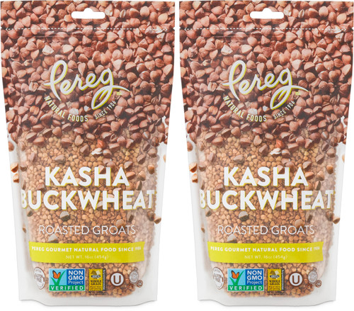 Pereg Roasted Buckwheat, 16oz (2 Pack) | 100% Natural Buckwheat - Roasted Groats - Gluten Free & Non GMO - Kasha Hulled Buckwheat Groats - Wheat & Rice Alternative - Made in USA - Resealable Packing