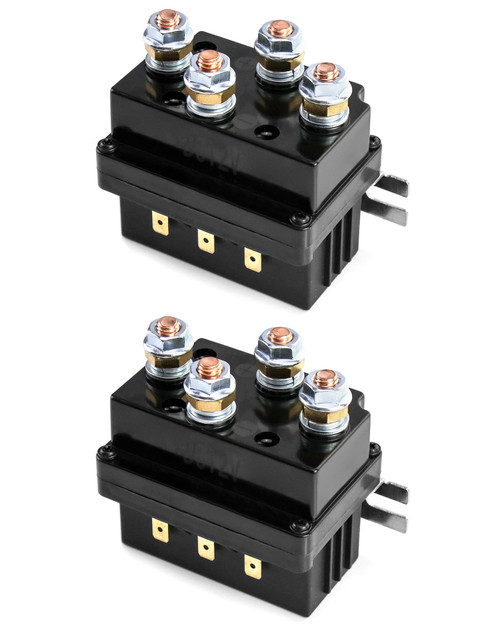 QWORK Solenoid Relay, 2 Pack 12V 500A Winch Relay Solenoid Replacement Contactor for 8000-15000lb ATV UT Winch Control