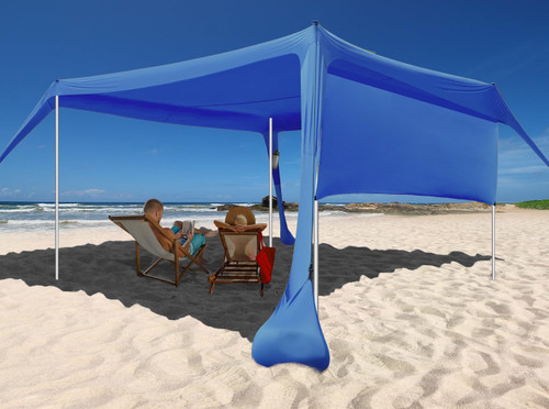 Beach Canopy Tent Shade with Sidewalls 10x10FT, 6.6FT Tall, UPF50+ Sun Shelter, Windproof & Water Resistant, Includes Guylines Sand Shovel Stability Poles, Easy Up for Beach Outdoor Camping Backyard