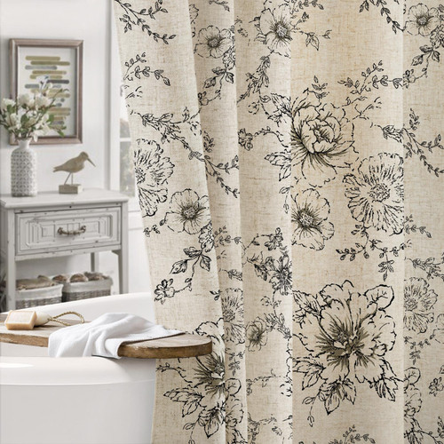 Awellife Farmhouse Vintage Shower Curtain Black Pattern Floral Linen Rustic Tattoo Shower Curtains for Bathroom, Tan Taupe, 72 Wx72 L Awellife Farmhouse Vintage Shower Curtain Black Pattern Floral Linen Rustic Tattoo Shower Curtains for Bathroom, Tan Taupe, 72 Wx72 L