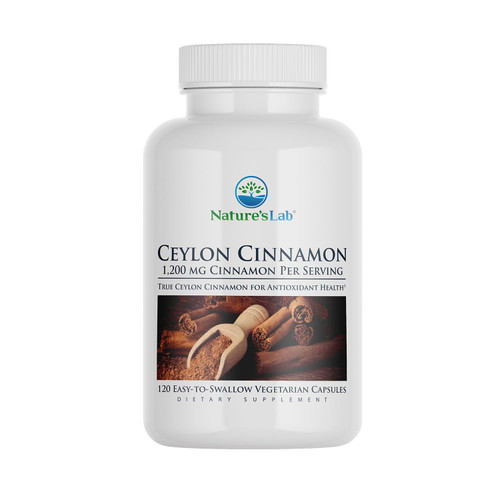 Nature's Lab Ceylon Cinnamon 1,200 mg per Serving - Supports Antioxidant Health* - 120 ct (60 Day Supply)