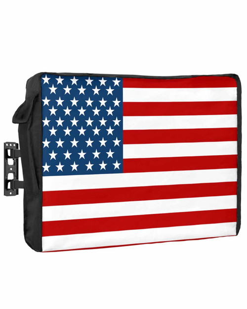 American Flag Outdoor TV Cover 36-39 Inches, Weatherproof & Waterproof, Red Striped Blue Star Outdoor TV Enclosure with Remote Control Pocket