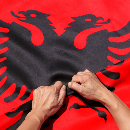 Anley Rip-Proof Double Sided 3-Ply Albania Flag 3x5 Foot - Vivid Color, Canvas Header and Wrinkle Resistant - The Strongest, Longest Lasting Albanian National Flags 3 X 5 Ft