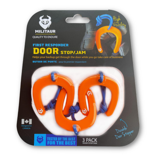 Militaur First Responder Door Stop/Jam Orange (3 Pack) – Glow-in-The-Dark Orange, Molle Compatible, Tactical Door Jam for Police, EMS, Firefighters