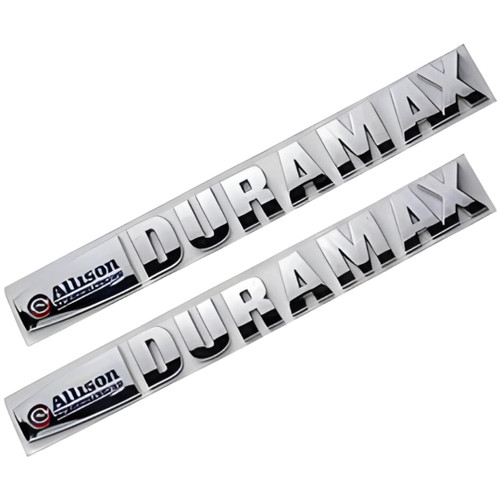 Duramax Badge Emblems 2-Piece in Chrome with Blue for 2007-2020 Silverado, Sierra, and Canyon - Suitable for Hood - Fits 1500, 2500HD, and 3500HD Models (Chrome with Blue)